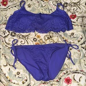 Purple Crochet Flounce Bikini Set - Women Swim